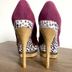 Purple and Dalmatian Printed High Heels